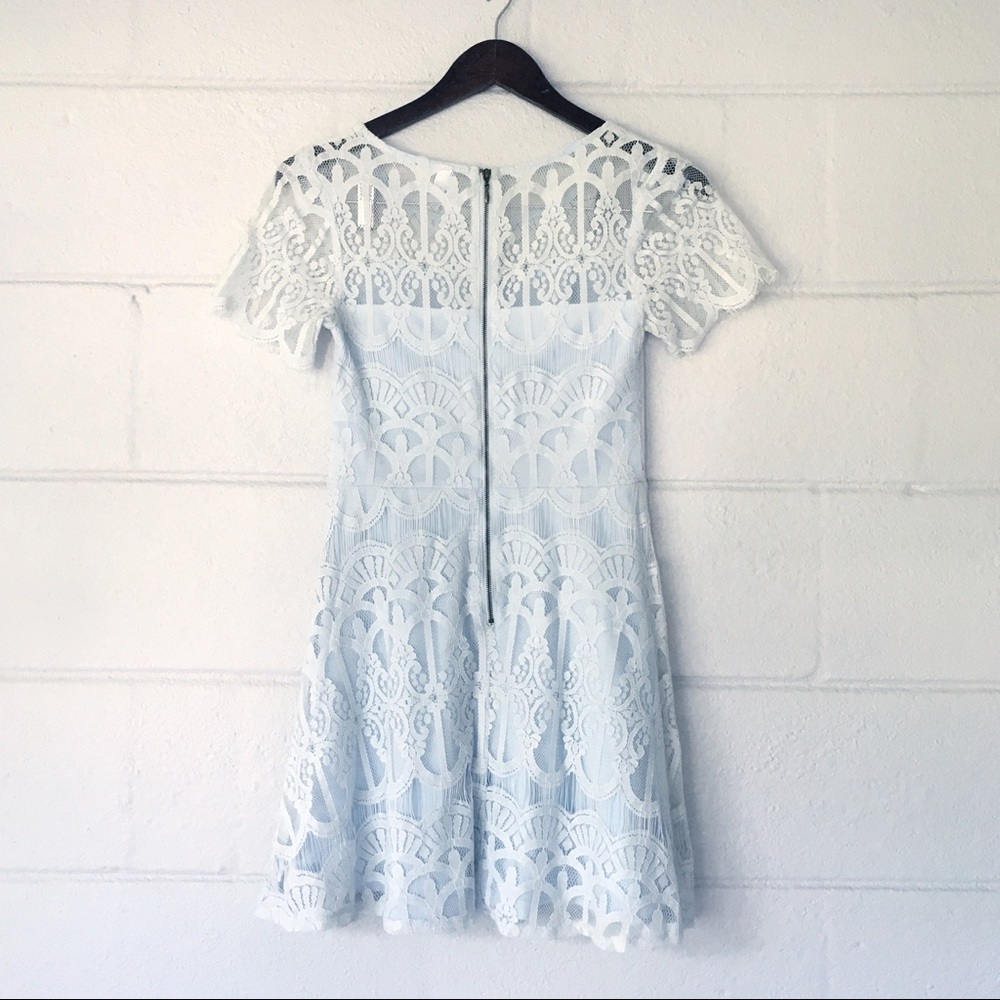 Light Baby Blue Mini Lace Dress Gem